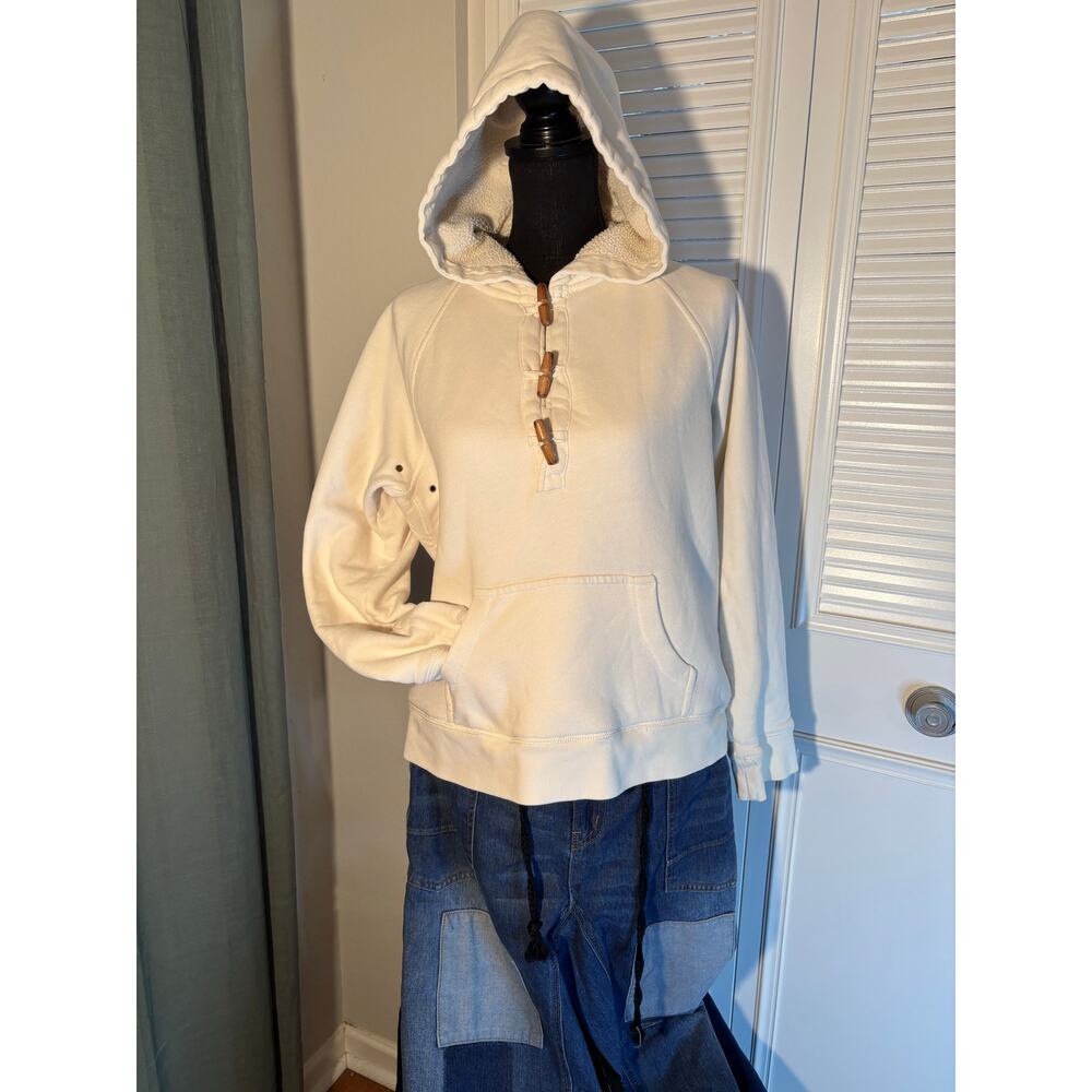 J.CREW Toggle Button Sherpa Lined Hoodie w Kangaroo Pouch